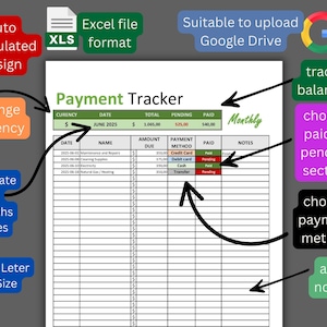 Excel Monthly Bill Tracker. Printable and Fillable on Excell. Bill Payment Checklist Tracker. Bill Pay Organizer. Bill Payment Tracker. easy
