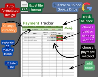 Excel Monthly Bill Tracker. Printable and Fillable on Excell. Bill Payment Checklist Tracker. Bill Pay Organizer. Bill Payment Tracker. easy