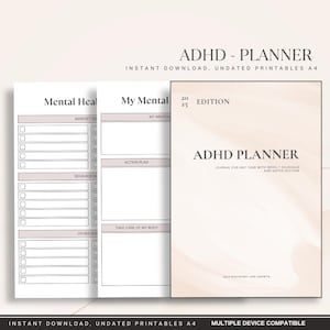 ADHD Planner Notebook, Daily Agenda, Weekly Schedule, Focus Tool, Productivity Journal, Mental Health Gift