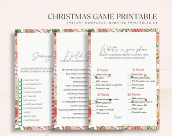 Vintage Christmas Game Printable Set, Holiday Party Games (Instant Download)