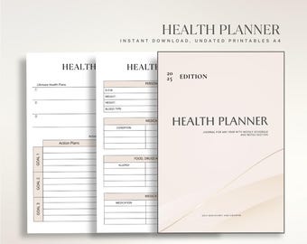 Health and Wellness Journal, Fitness Planner, Daily Tracker Notebook, Self Care Organizer, Wellness Gift