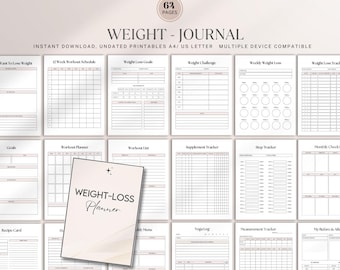 Weight Loss Planner Journal, Meal Tracker, Fitness Log, Health Diary, Goal Tracker