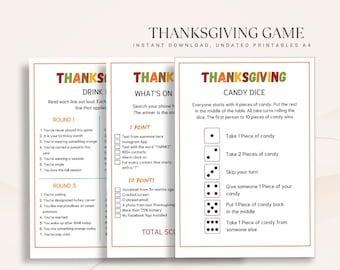 Thanksgiving Game Printable Set, Holiday Party Activity Pack, Instant Download Games, Fun Xmas Printables
