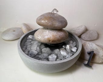 Gray Quartz Tabletop Fountain