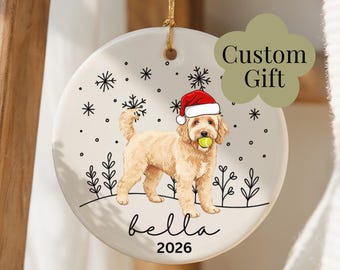 Goldendoodle-ornament op maat gouden krabbelcadeau Gepersonaliseerde kerstkrabbel moeder Labradoodle-ornament huisdierverlies ornament Hondherinnering