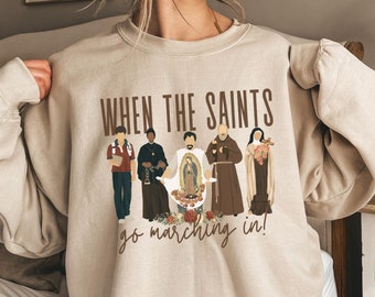 Mardi Gras Catholic Shirt When the Saints, Mardigras Christian Merch , Godmother Gift, Confirmation Gifts for Catholic Girls and Boys Tee