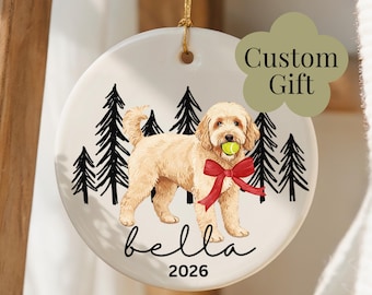 Goldendoodle-ornament Gepersonaliseerde gouden krabbelcadeau Aangepaste kerstkrabbel moedercadeau Labradoodle-ornament huisdierverlies hondherdenkingscadeau