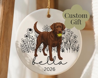 Chocolate Lab Ornament Custom Chocolate Labrador Gift Personalized Christmas Chocolate Lab Mom Gift Pet Loss Ornament Dog Remembrance Gift
