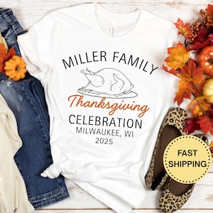 Thanksgiving Family Shirts Matching Family Thanksgiving Shirt Custom Name Family Gift Personalized Turkey T-Shirt Fall Mommy and Me Outfit