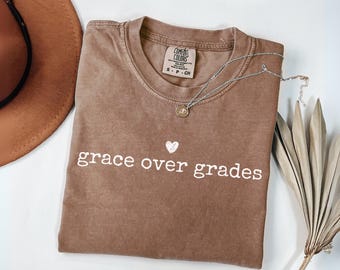 Homeschool Shirt Christian Homeschool Mom Shirt Gift for Catholic Homeschool Mama Comfort Colors Grace over Grades Homeschool Back to School