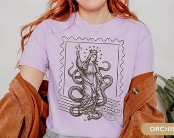 Virgin Mary Shirt Comfort Colors Catholic Tee Blessed Mother Gift Marian Immaculate Heart Faith Graphic for Teen Girl Confirmation Gift
