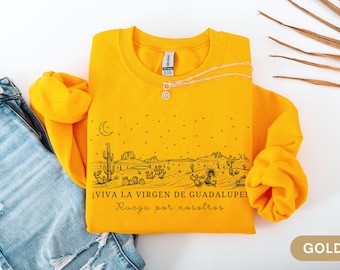 Our Lady of Guadalupe Sweatshirt, Catholic T-Shirt, Virgin Mary Apparel, Christian Mom Gift, Catholic Grandma Rosary Lover Mexican Mom Gift