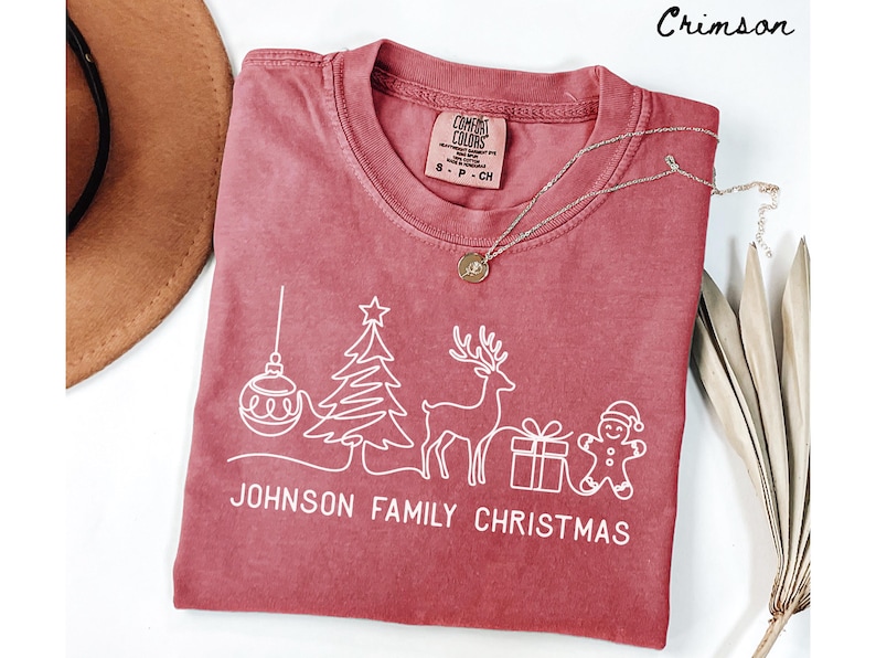 Pepper Tree Line Drawing Custom Family Christmas Shirts 2026, Personalized Family Matching ...