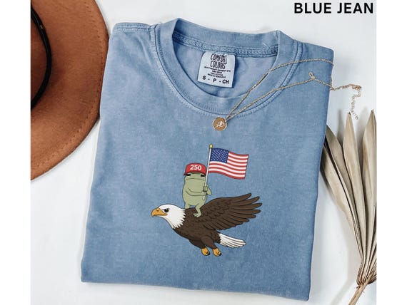 Americas 250th Birthday Funny Frog Shirt, Flying Eagle USA Tee, Animal Humor Patriotic Top, Fourth of July Shirt, Conservative Gift for Dad