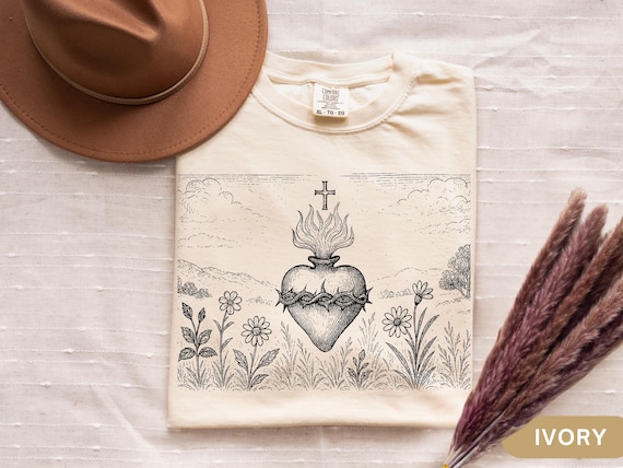 Sacred Heart of Jesus TShirt Catholic Shirt Confirmation Gift for Teen Girl Boy Traditional Catholic Shirt Church Apparel Faith Gift for Mom