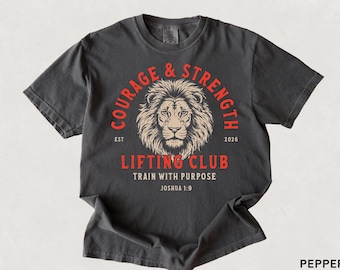 Christian Gym Shirt, Heben schwer beten hart, Joshua 1: 9 Löwe von Jehuda Gewichtheben Shirt, motivierende Fitness T-Shirt, Workout Glaube Shirt