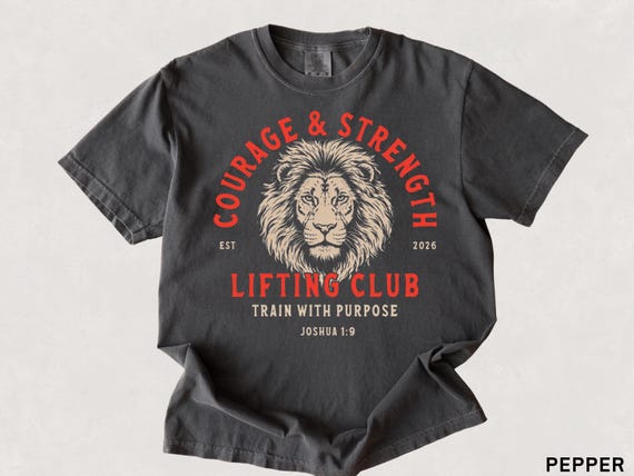 Christian Gym Shirt, Lift Heavy Pray Hard, Joshua 1:9 Lion of Judah Weight Lifting Shirt, Motivational Fitness Tee, Workout Faith Shirt