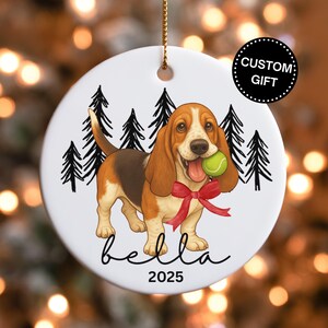 Basset Hound Ornament Custom Basset Hound Gift Personalized Christmas Basset Hound Mom Gift Pet Loss Ornament Dog Remembrance Keepsake Gift
