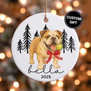 Bulldog Ornament Custom Bulldog Gift Personalized Christmas Bulldog Mom Gift Pet Loss Ornament Dog Remembrance Gift White Brindle Bulldog