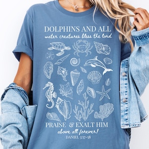Praise Christian Ocean Shirt, Coastal Faith Sea Life Tshirt, Beachy Oversized Scripture Tee, Nautical Jesus Bible Verse Shirt Catholic Gift