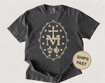 Miraculous Medal Shirt, Blessed Virgin Mary Shirt, Catholic Shirt Women, Our Lady Catholic Gift for Confirmation, Marian Devotional Tee