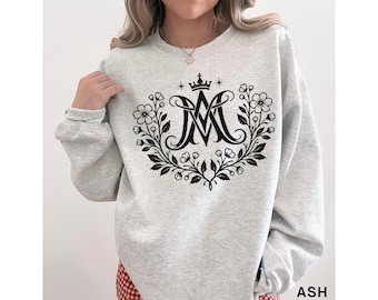 Catholic Sweatshirt, Virgin Mary Catholic TShirt, Ave Maria Sweater Catholic Gift for Women, Blessed Mother Tee, Rosary Lover Catholic Gift