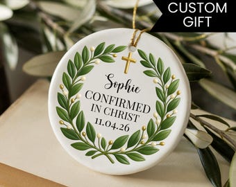 Regalo de confirmación para niña y niño. Regalo de confirmación católico personalizado para niña. Adorno del Espíritu Santo. Regalo personalizado de un padrino para un nuevo católico.