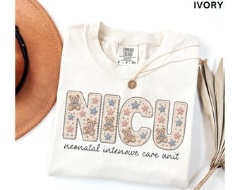 NICU-sjuksköterska med nallebjörn, virkad t-shirt med sött djurmotiv för neonatal intensivvårdsavdelning, skjorta för babysjuksköterska, lapptäcke för barnsjuksköterska