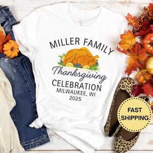Thanksgiving Family Shirts Matching Family Thanksgiving Shirt Custom Name Family Gift Personalized Turkey T-Shirt Fall Mommy and Me Outfit