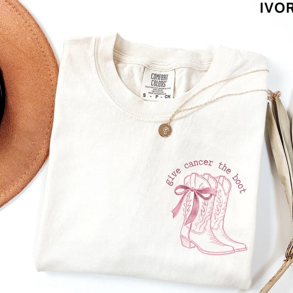 Bröstcancertröja, västerländsk bröstcancertröja, cancerkämpe-t-shirt för kvinnor, komfortfärger kemoterapikrigare, cowgirl-cancergåva