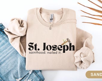 Maglietta cattolica di San Giuseppe, unisex, regalo per i santi cattolici, abbigliamento cattolico, maglietta, felpa cattolica, festa di tutti i santi, papà cattolico, mamma