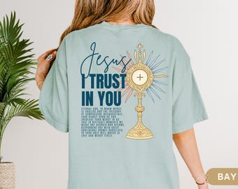 Divine Mercy Shirt Adoration TShirt Gift for Catholic Mom Confirmation Gift for Boy Girl Teen Catholic Prayer Tee Jesus Tee I Trust in You