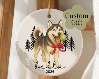 Husky Ornament Kundenspezifische Siberian Husky Geschenk Personalisierte Weihnachten Husky Mom Dad Geschenk Haustier Verlust Erinnerung Ornament Hundeerinnerung Andenken