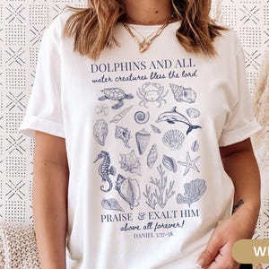Praise Christian Ocean Shirt, Coastal Faith Sea Life Tshirt, Beachy Oversized Scripture Tee, Nautical Jesus Bible Verse Shirt Catholic Gift