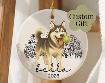 Husky Ornament Kundenspezifische Siberian Husky Geschenk Personalisierte Weihnachten Husky Mom Dad Geschenk Haustier Verlust Erinnerung Ornament Hundeerinnerung Andenken