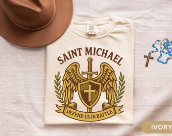 Saint Michael Shirt Catholic St Michael the Archangel TShirt Gift for Men Women Catholic Gift Husband Wife Girlfriend Confirmation Gift Boy