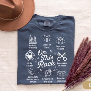 Catholic Pope Shirt Catholic Doodle On This Rock Pontiff TShirt Comfort Colors Gift for Catholic Habemus Papum Tee Vicar of Christ Shirt