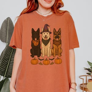 German Shepherd Halloween Shirt Funny Dog Pumpkin T Shirt Gift for German Shepherd Owner GSD Tee K9 Handler Witch Shirt Halloween Apparel