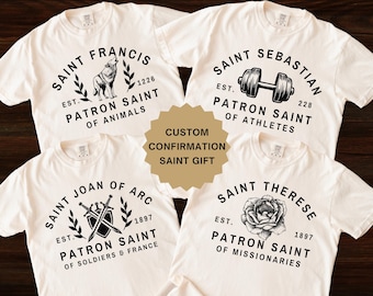 Confirmation Gift for Boys Girls Catholic Saint Comfort Colors Shirt Custom Present for OCIA New Catholic Sponsor Gift for Catholic Teen