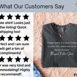 May include: Dark grey t-shirt with a gold necklace. The shirt features the quote "Unless there is a Good Friday in your life, there can be no Easter Sunday. Blessed Fulton Sheen." The word "PEPPER" is at the bottom.
