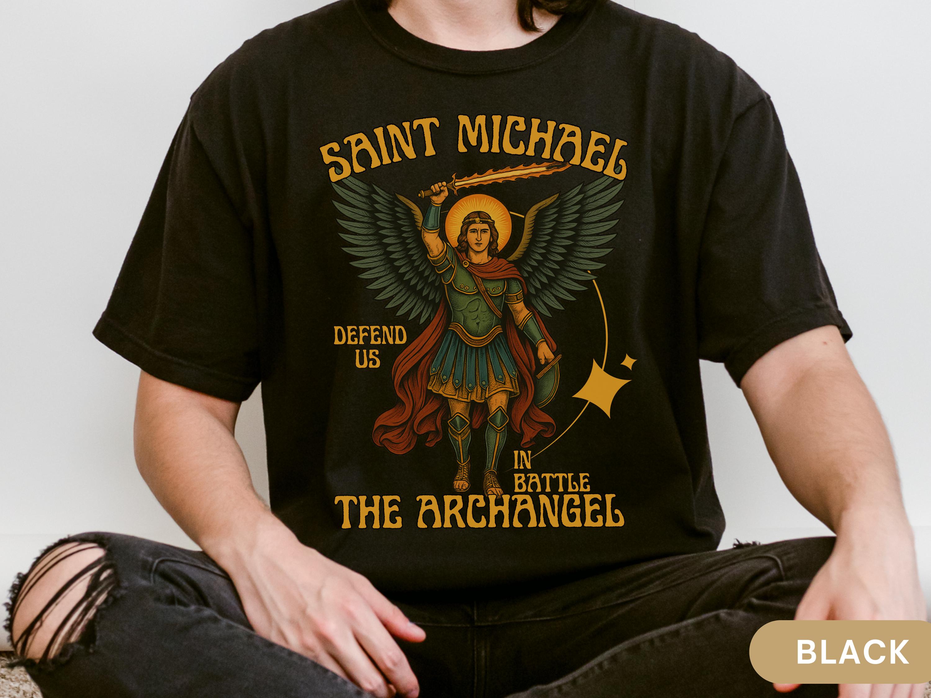 saint michael tシャツ Ｌサイズ Saint Michael Shirt St. Michael the Archangel Mens Catholic Tshirt