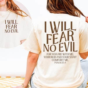 Christian Shirt Psalm 23 Fear No Evil Retro Tee Catholic Men Shirt Halloween Jesus Shirt Bible Verse Tee Comfort Colors Fall Religious Gift
