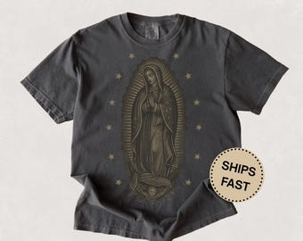 Camiseta Nossa Senhora de Guadalupe Virgem Maria, vestuário católico masculino, camiseta com cores confortáveis, presente para pai, avô, marido e mãe abençoada