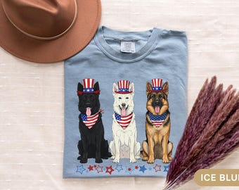 German Shepherd 4th of July Shirt for Women Funny Independence Day German Shepherd GSD Owner Tee American Patriotic German Shepherd Gift