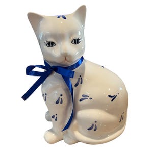 Vintage Keramikkatzenfigur aus der Gipfel-Kollektion &quot;Simple Pleasures&quot;, hergestellt 1987 in Taiwan.