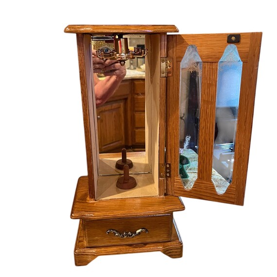 Vintage 80s Jewelry Armoire: for Necklaces, Rings and Drawer. View 5