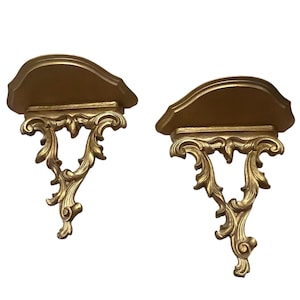 Set of 2 Vintage Gold Syroco Wood Sconces with Beautiful Scrolls and has that Old World Look.