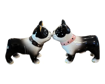 Vintage Kissing Boston Terrier Salt and Pepper Shakers.