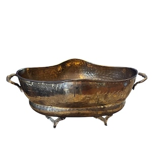 Vintage Hammered Footed Brass Planter/Bowl from the 70s.