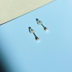 Small Freshwater Pearl Stud Earrings, Handmade 14K Gold Filled Natural Pearl Stud Earrings, Dainty Everyday Earrings
